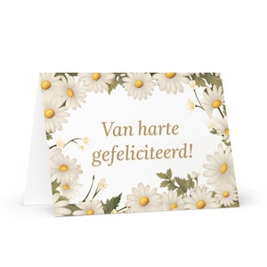Tarjeta de cumpleaños holandesa con flores: saludo festivo de los Países Bajos, regalo floral colorido, feliz para un ser querido, un amigo, él, ella, mamá, madre, hermana