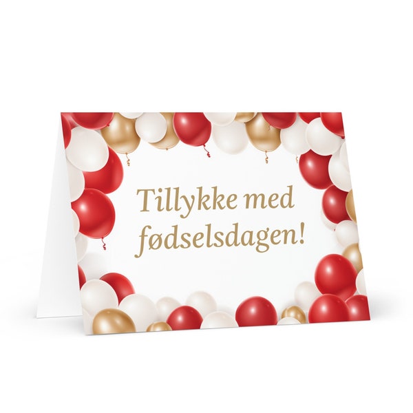 Carte d'anniversaire danoise - Danemark coloré voeux cadeau ballon de voeux festif heureux pour un ami cher lui sa mère papa frère soeur drapeau