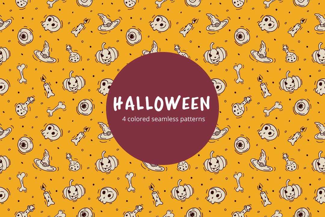 Seamless Halloween Vector Patterns AI, EPS, PNG (digital Download ...