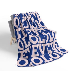 Blue Love Pattern Fleece Sherpa Blanket