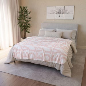 White Love Pattern Fleece Sherpa Blanket