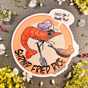Shrimp Fried Rice Meme, Split Backed, Vinyl Sticker