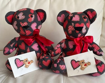 Handmade 12 in teddy bear/Sweetheart bears/with blank matching notecard