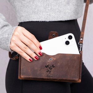 Carteira personalizada para celular, bolsas crossbody de couro para mulheres, carteira de couro com alça crossbody, bolsa crossbody pequena para celular, bolsa tiracolo