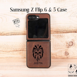 Aangepast leren Samsung Galaxy Z Flip 5 hoesje, Samsung Galaxy Z Flip 5 echt leren klikhoes, Z Flip 5 achterkant, Z Flip 6 aangepast hoesje
