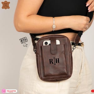 Bolso bandolera de piel personalizado para teléfono, cartera bandolera para mujer, bandolera con correas, monedero pequeño con compartimento para teléfono