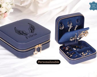 Custom Bridal Party Jewelry Boxes – Leather Travel Organizer, Bridesmaid Gift Set Personalized