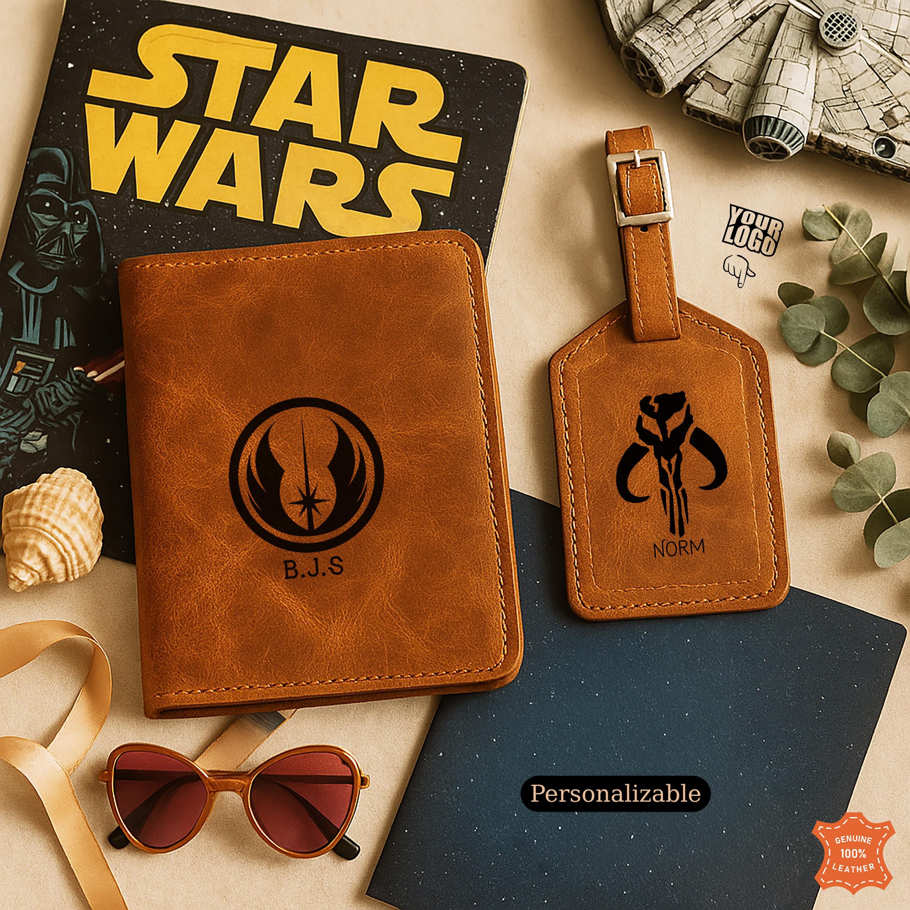 Leather Passport Holder & AirTag Luggage Tag:custom Name Disney