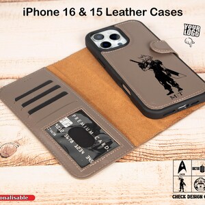 Custom iPhone 16 Pro Leather Case – Personalized MagSafe Wallet for iPhone 16 Pro Max / 16 Plus, Engraved Star Wars Theme Cover