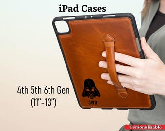 Personalized Leather iPad Case: Custom Apple Sleeve, Hand Strap