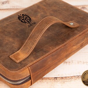 Personalized Leather Cable Organizer – Travel Tech Accessories Bag, Custom Cord & Charger Case, Christmas Gift for Him/Her