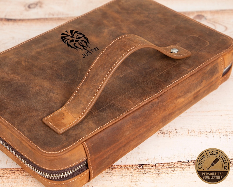Personalized Leather Cable Organizer – Travel Tech Accessories Bag, Custom Cord & Charger Case, Christmas Gift for Him/Her