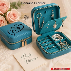 Personalized Genuine Leather Jewelry Box, Leather Bridesmaid Jewelry Case, Custom Name Leather Travel Jewelry Case, Custom Bridesmaid Gift