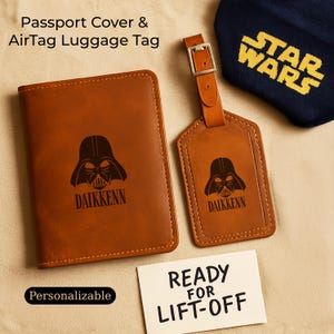 Aangepaste Star Wars-paspoorthouder en AirTag-bagagelabel met aangepaste naam