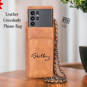 Cartera de cuero personalizada para teléfono con correa, bolso cruzado de cuero para mujer, billetera con compartimento para teléfono, bolso de hombro de cuero personalizado