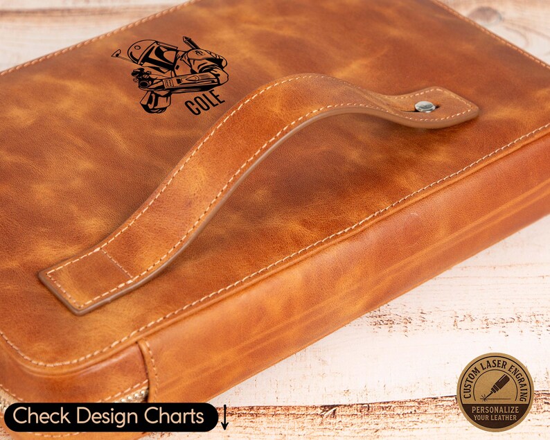 Leather Travel Cable Organizer Bag, Zippered Tech Pouch for Chargers (Personalized) image 17