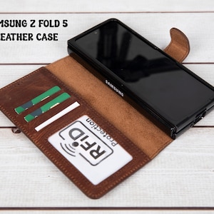 Étui en cuir personnalisé pour Samsung Galaxy Z Fold, Étui mignon pour Galaxy Z Fold 5, Étui en cuir Z Fold 5, Étui en cuir de protection Z Fold Rfid
