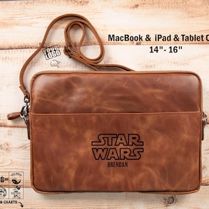 Funda para portátil de 16" personalizada de piel de grano superior, cartera, maletín, cartera, portátil, tableta, bolso tipo mensajero, bolso para portátil MacBook para mujer