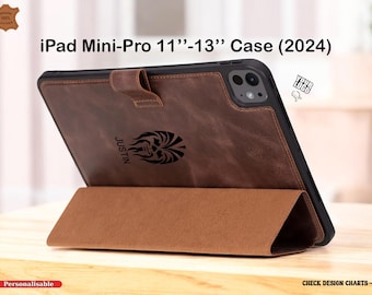 Personalized Leather iPad Pro Case 13/11: Star Wars, Apple Pencil Portfolio