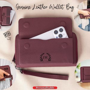 Carteira de couro personalizada para celular, carteira de couro com zíper para moedas, carteira de couro personalizada para mulheres, carteira masculina com porta-cartões, carteira