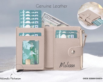 Personalized Leather Pop Up Wallet: RFID Minimalist Card Holder