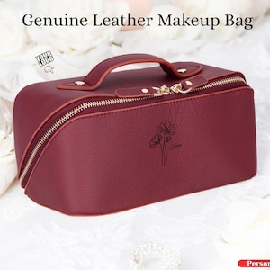 Personalized Leather Toiletry Bag, Travel Makeup Organizer, Custom Dopp Kit, Handmade Cosmetic Case, Personalized Makeup Bag Leather