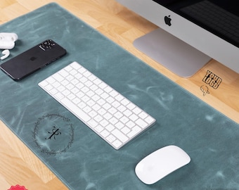 Personalized Top Grain Leather Mouse Pad: Large Custom Desk Mat