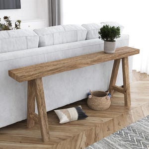 Rustic Skinny Bench: Reclaimed Wood Entrway Seat (Custom Sizes)