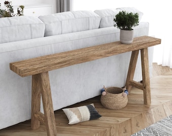 Rustic Skinny Bench: Reclaimed Wood Entrway Seat (Custom Sizes)