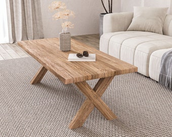 Mesa de centro de madera rústica - Muebles recuperados - Decoración de mesa de centro - Mesa de centro única