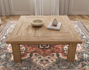 Rustic Square Coffee Table -Reclaimed Wood Coffee Table  - Large Square Coffee Table