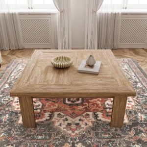 Rustic Square Coffee Table – Reclaimed Wood Table – Large Farmhouse Furniture
