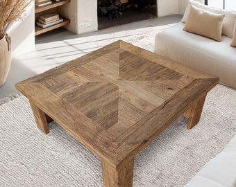 Rustic Square Coffee Table – Reclaimed Wood Farmhouse Design - Custom Sizes Available