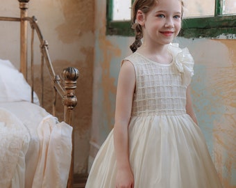 Elegant Handcrafted Satin and Lace Dress - Perfect for Special Occasions and Flower Girls
