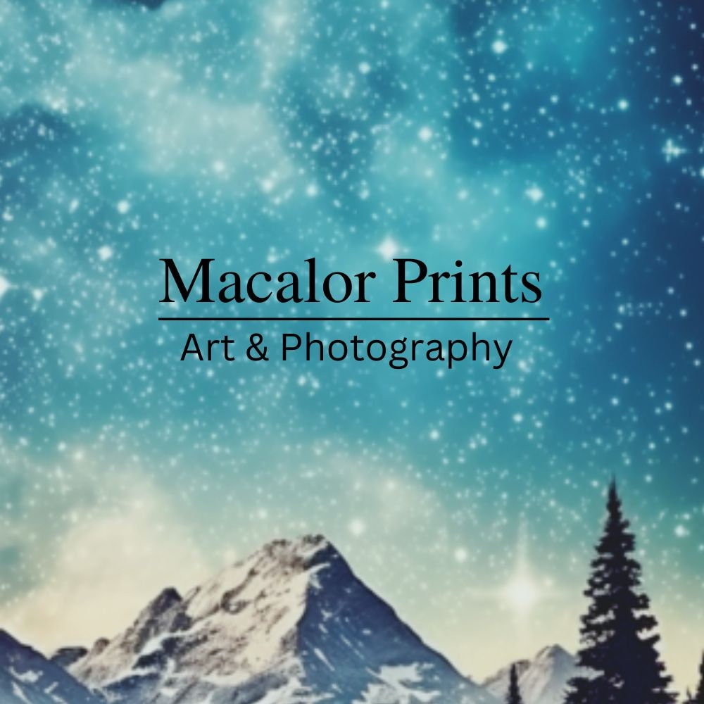 Printable Mountain Starry Night Sky Wall Art Print Digital Download ...