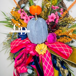 Fall Wreath for Front door Pink fall decor Pumpkin decor Fall Porch decor Thanksgiving wreath Outdoor wreath Autumn wreath Elegant wreath