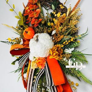 Fall Wreath Front door fall decor Pumpkin decor Fall Porch decor Thanksgiving wreath Outdoor wreath Autumn wreath Made to Order