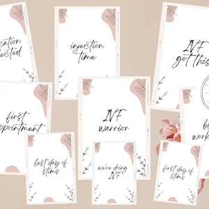 Cartes de bricolage imprimables Les cartes d’étapes de la FIV célèbrent les cartes de fertilité du voyage de la FIV minimalistes