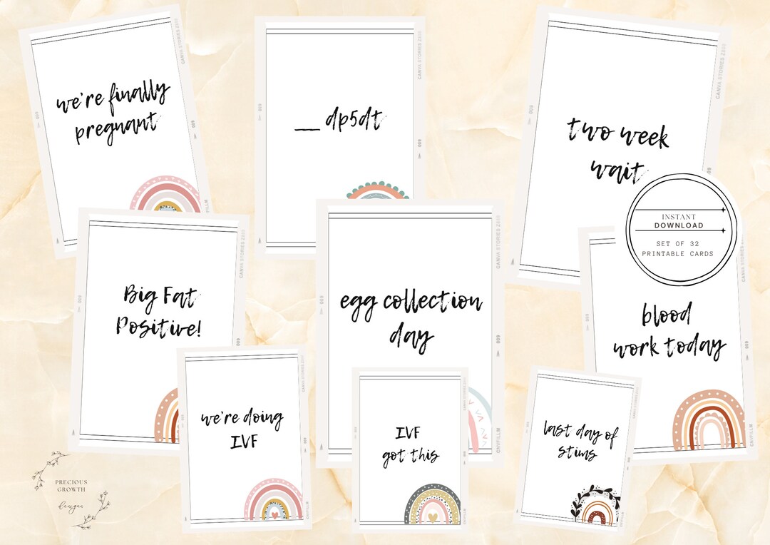 Printable DIY Cards IVF Milestones Cards IVF Fertility Printable Cards ...