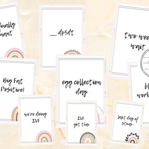 Cartes imprimables DIY Jalons de FIV Cartes imprimables FIV fertilité arc-en-ciel