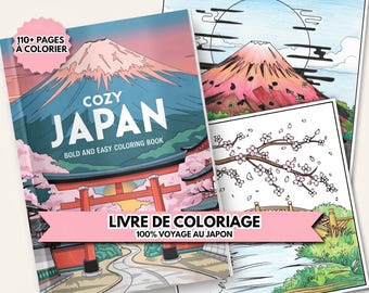 Japan Coloring Book, 110+ easy-to-color pages, travel to Japan, printable digital PDF