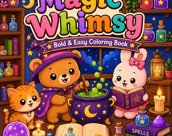 Cozy Autumn Coloring Book Printable, Bold Easy Coloring Pages, Cute Magical Coloring Book PDF, Relaxing Adult Coloring, Instant Download