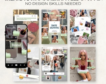 Instagram Templates Canva – Beginner Feed Kit | 80 Posts & Stories | Aesthetic Minimal | CanvaFree | Social Media Kit Content Creator