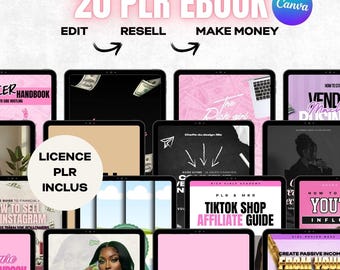 20 PLR Ebooks from Canva to Resell | Women's Digital Business | PLR Ebook Pack | Digital Product Reselling | Passive Income