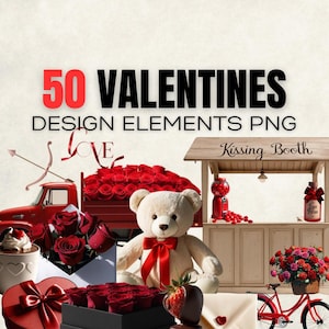 50 Saint Valentin – Éléments Design Chic et Glamour – Haute Qualité ensemble d'éléments de conception, canva