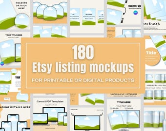 180 Canva Templates for Etsy | Editable Digital Product Mockups, Planners & Marketing Templates