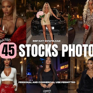 45 Baddie Stock Photos, Luxury Lifestyle Content Kit, Night Out Images for Instagram, Canva and Social Media