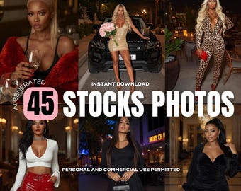 45 Baddie Stock Photos, Luxury Lifestyle Content Kit, Night Out Images for Instagram, Canva and Social Media