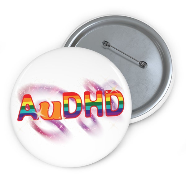 Autism & ADHD Custom Pin Buttons | LGBT+ Pride | 7 Stripe Pride Flag