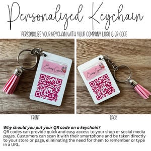 Personalized Keychain with Company Logo and QR Code - Branding, Gifts and Marketing, Custom Keyring, Business Owner, Business Card